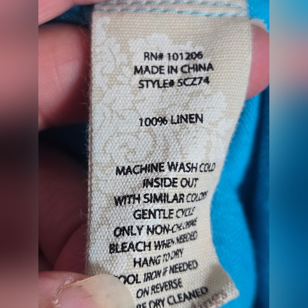 NWT Soft Surroundings 100% Linen Button Back Mini… - image 4